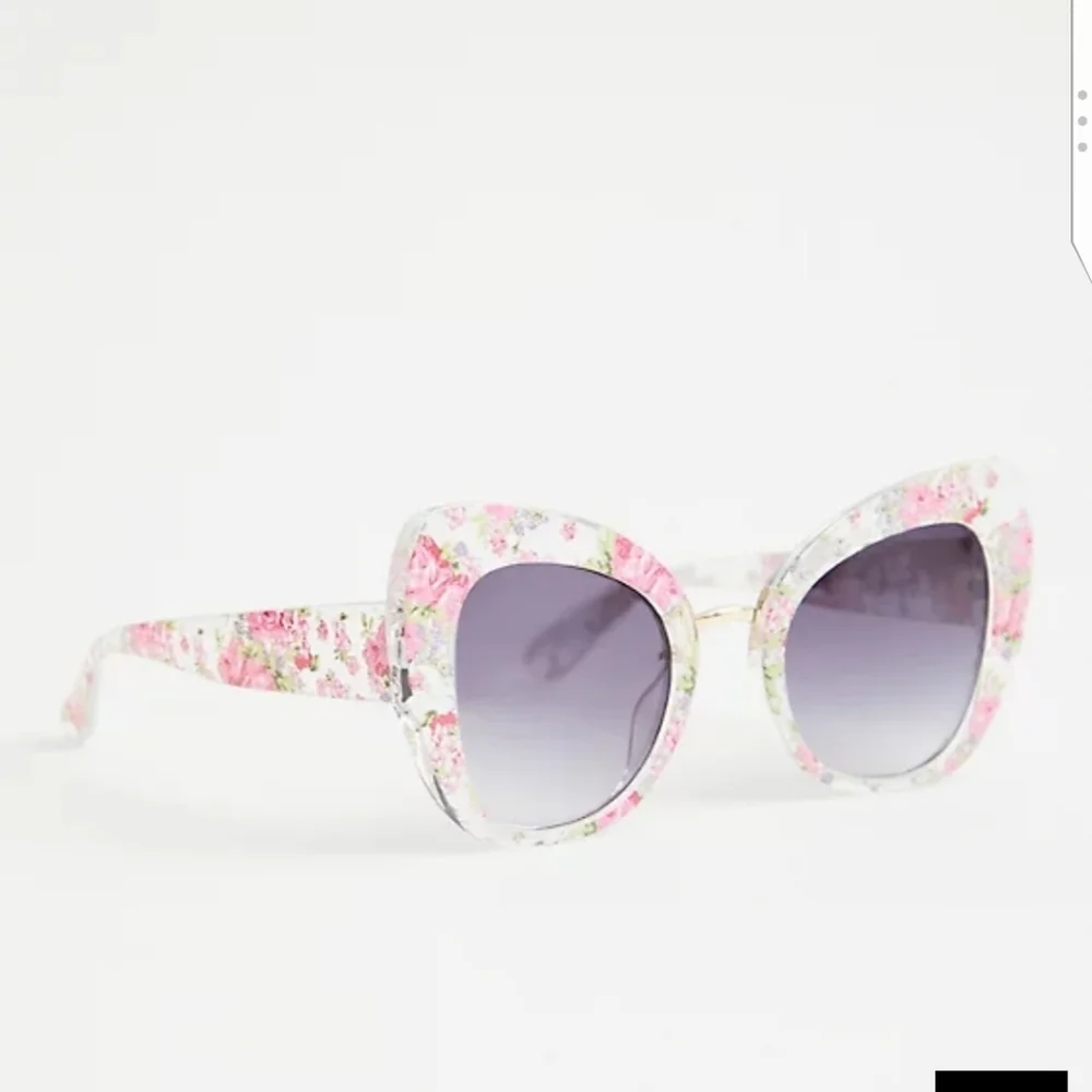 🆕CLEAR FLORAL CAT EYE SUNGLASSES - Picture 2 of 4
